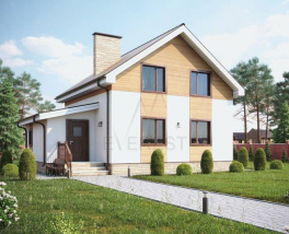 Проект дома из газобетона. Фасад выполнен декоративной штукатуркой
